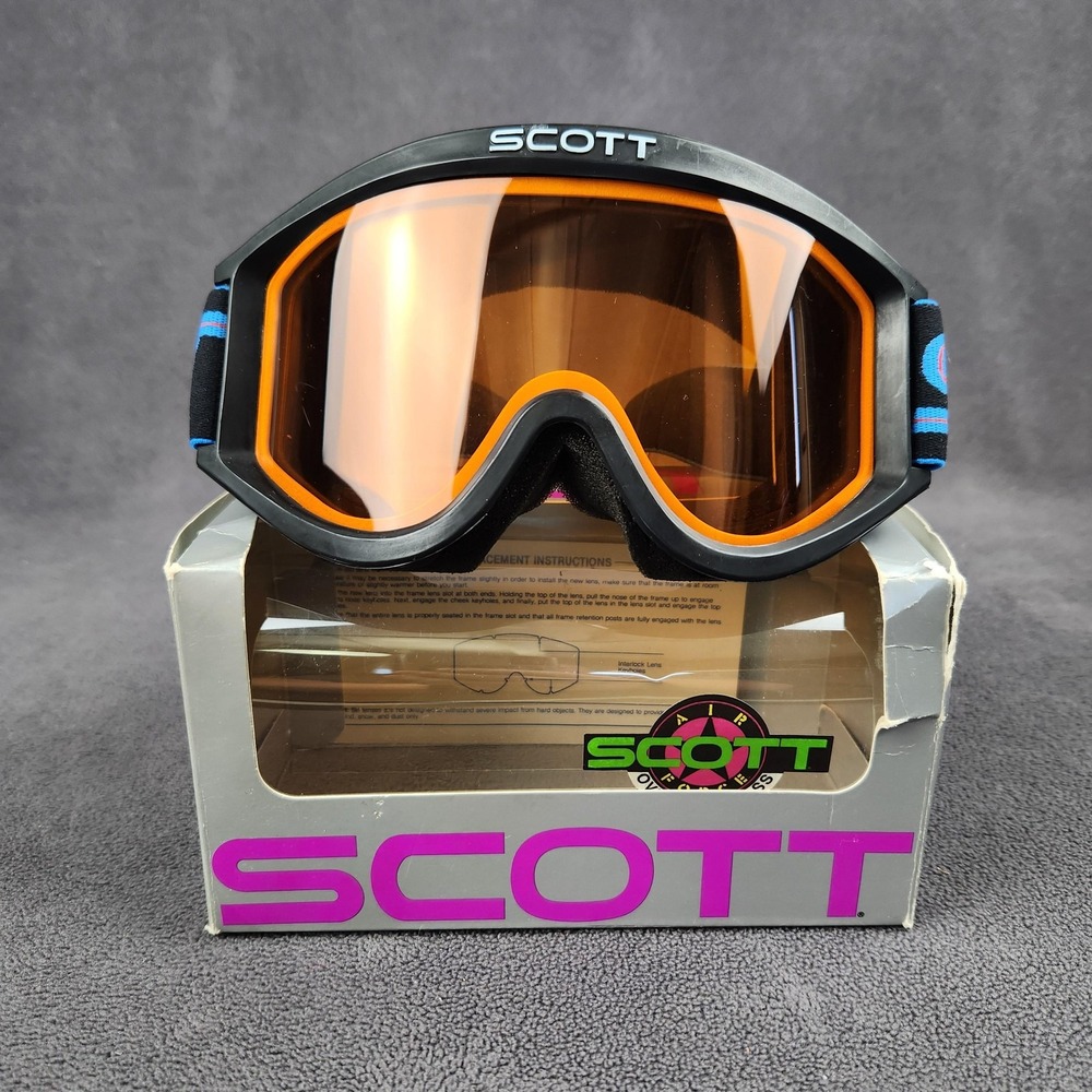 Vintage Scott T-35 Powder OTG Ski‎ Snowboard Goggles Amber Lens USA Made Thermal